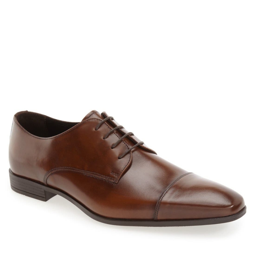 The Rail Stark Cap Toe Derby Men's Dress Shoe Tan Leather Size 42